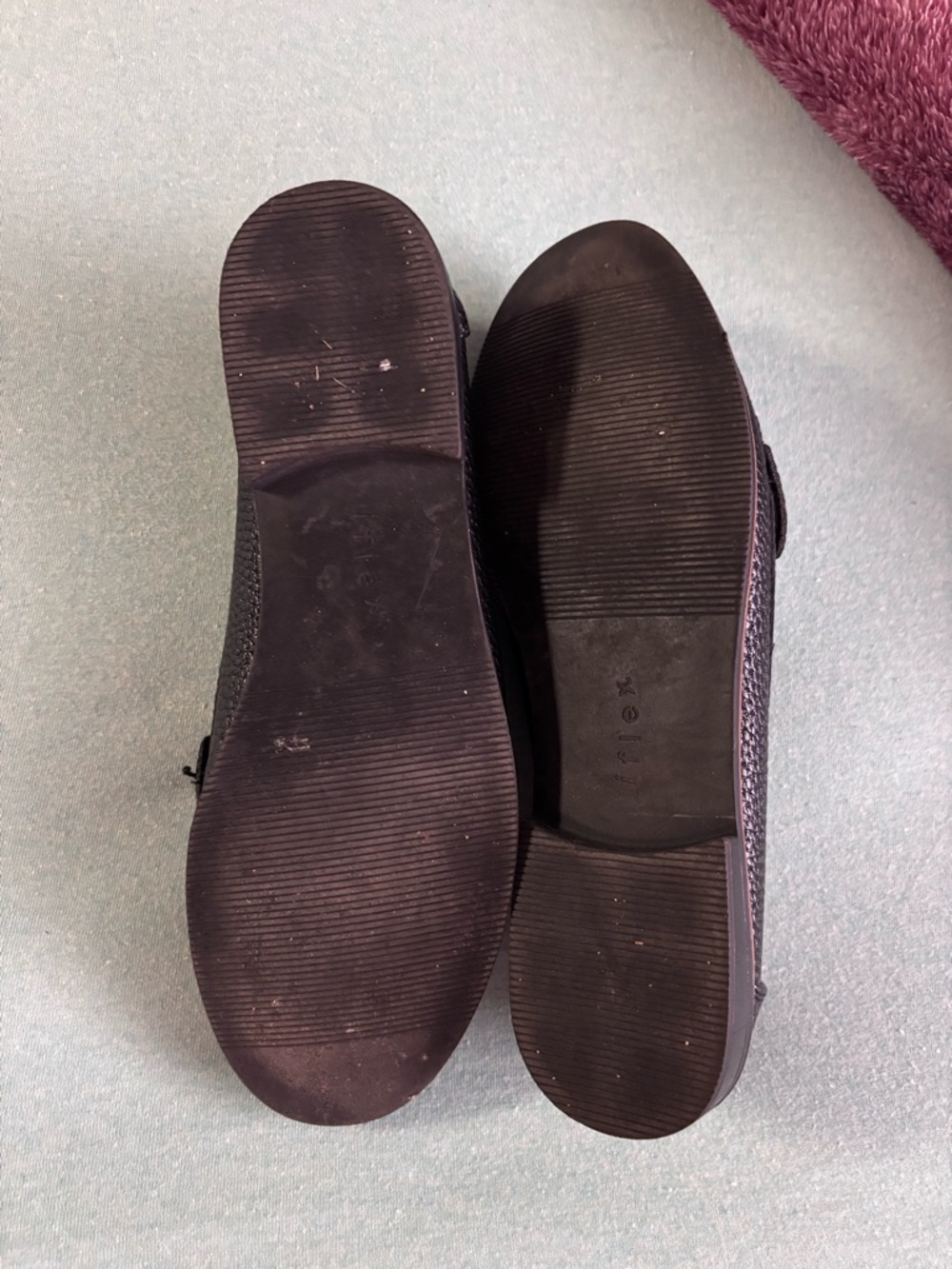 Anne Klein Black Pebbled Leather Loafers with Silver Hardware. - Picture 5 of 6